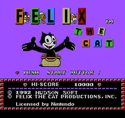 Felix the Cat title screen for NES